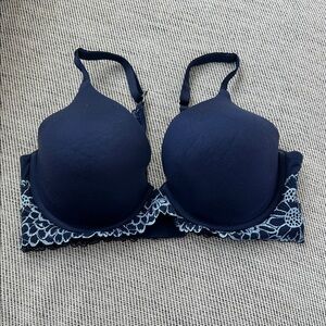 Elegant Navy Blue Lace Bra